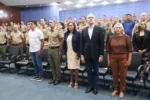 Lançamento do projeto 'De Homem para Homem' da PMTO com oficiais e civis, ao lado da banda musical da corporação com novos instrumentos.